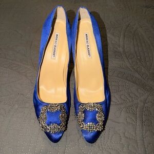 Manolo Blahnik Royal Blue Satin Heels